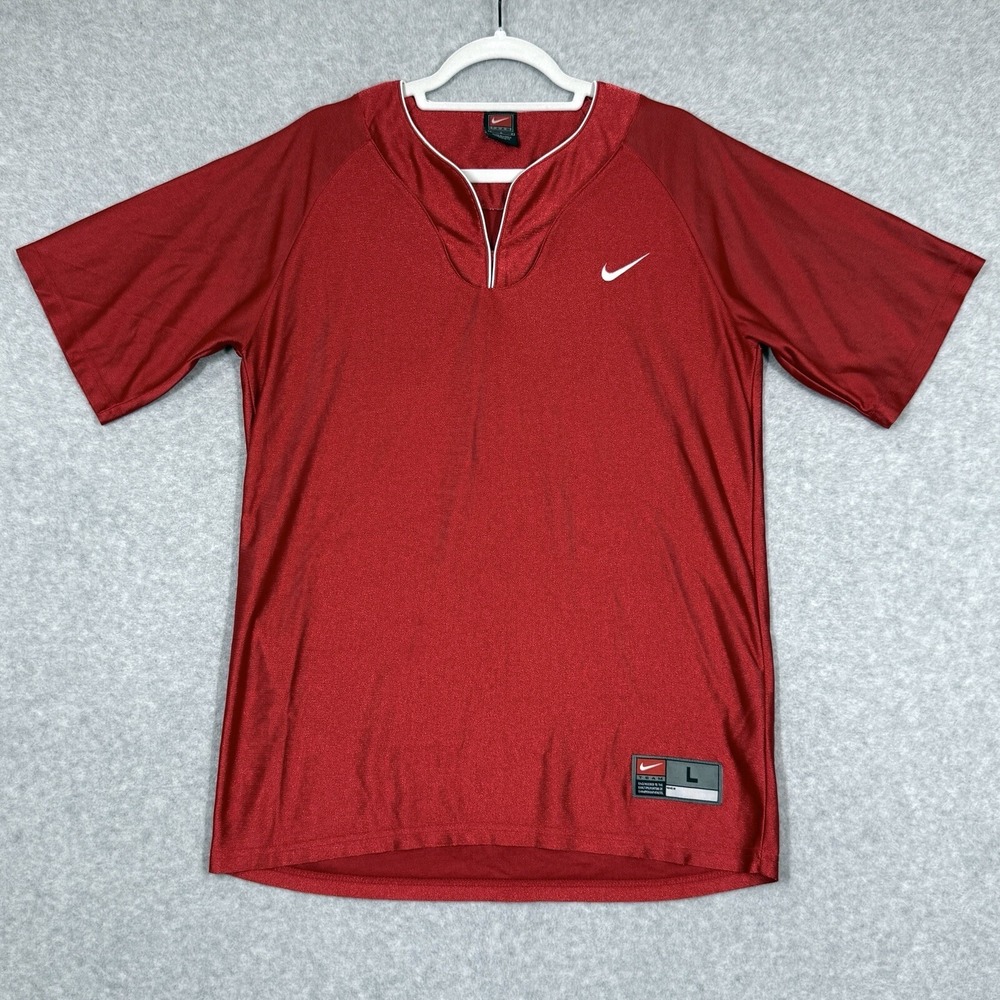 Vintage Nike Shirt Mens Large Shiny Dazzle Warm Up Jersey Team‎ Sports Y2K Red